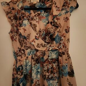 Monteau Blue and Brown Floral Dress